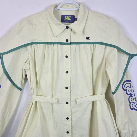 Melody Ehsani Hooded Rain Coat Womens Large | Graphic Cape Overlay Jacket - Picture 12 of 16